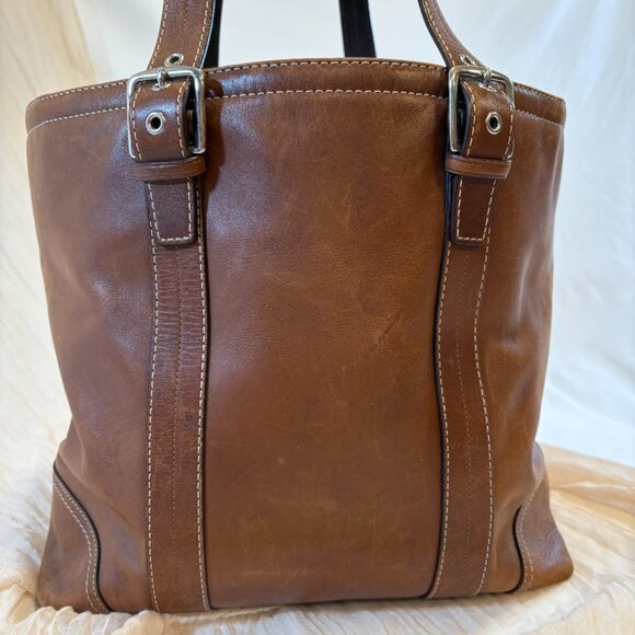 Vintage Coach Brown Hampton Oversized Tote Bag Genuine Leather - Picture 7 of 14
